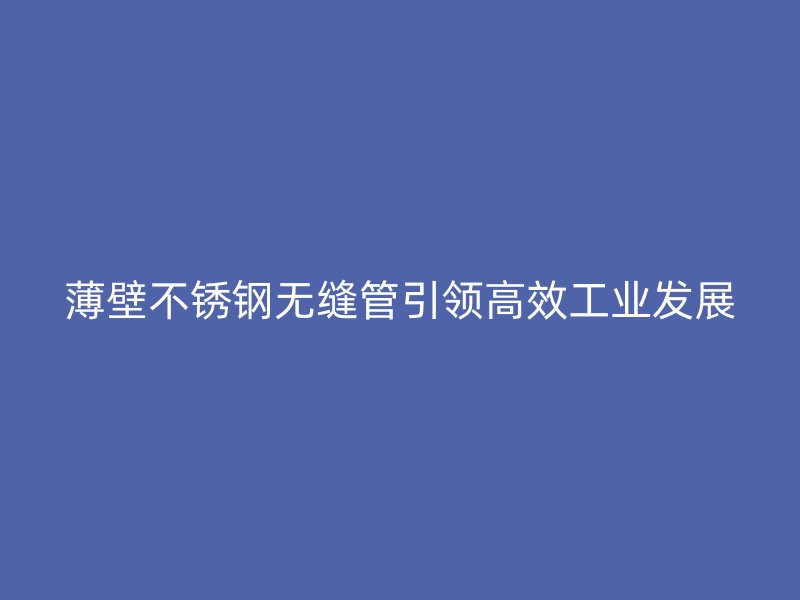 薄壁欧冠中文官网无缝管引领高效工业发展