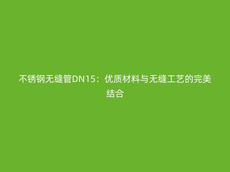 欧冠中文官网无缝管DN15：优质材料与无缝工艺的完美结合