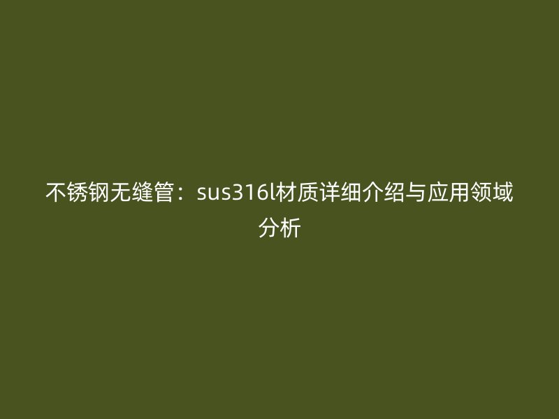 欧冠中文官网无缝管：sus316l材质详细介绍与应用领域分析